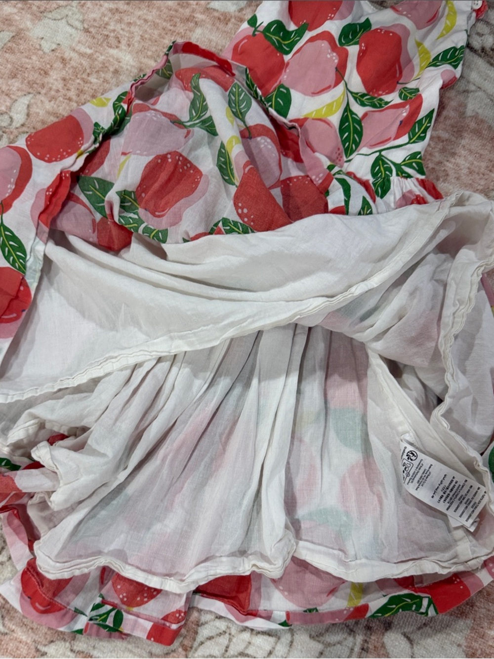 Girls Mini Boden Fruit Print Flouncy Sundress w/Criss-Cross Back Sz 6/7 EEUC - Picture 3 of 5